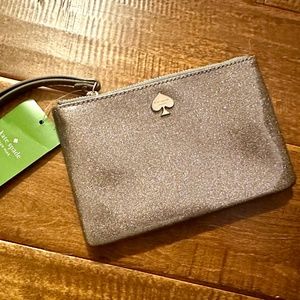 Kate Spade glitter bug, silver wristlet, NWT